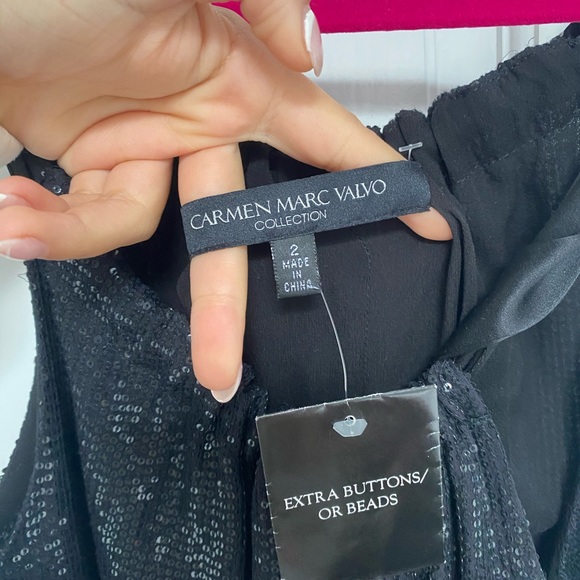 Carmen Marc Valvo | Black Drape top - Picture 5 of 6